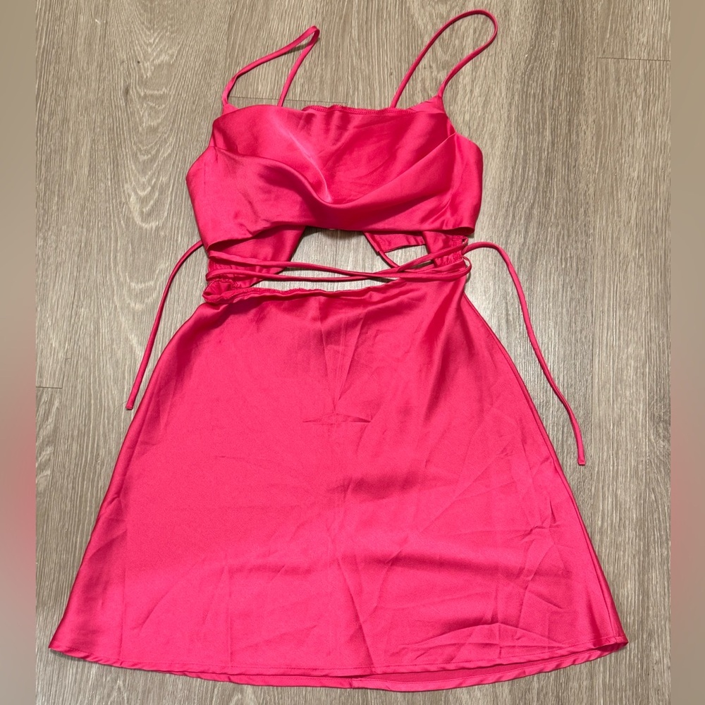 Hello Molly |Pink Satin Mini Dress - M